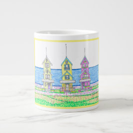 Taza De Café Gigante Beach Cottage Trio 2 Jumbo Mug Amarillo