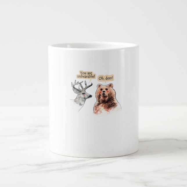 Taza De Café Gigante Bear And Deer Conversation Funny Wildlife Design  (Frente)