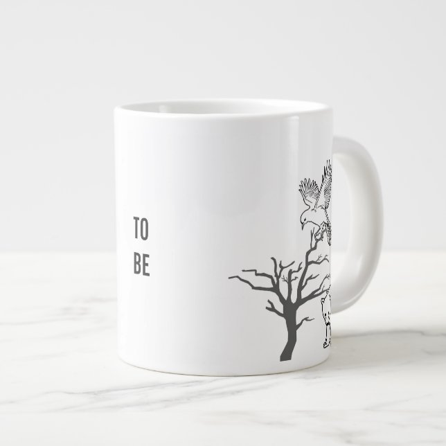 Taza De Café Gigante Bear, Bird, and Bare Tree Nature Scene (Derecha)