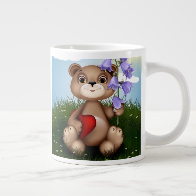 Taza De Café Gigante Bear Holding Bouquet Flower-30926 (Derecha)