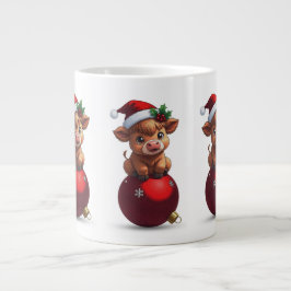 Taza De Café Gigante bebe adorable de vaca highland sentado