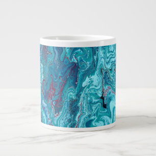 Taza De Café Gigante Bebé Azul 2 Mug Abstracto Azul Fluido Acrílico