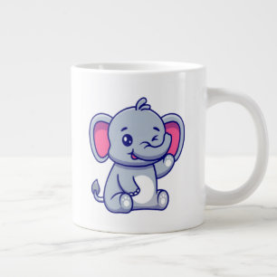 Taza De Café Gigante Bebé elefante lindo sentado dibujo animado-23800
