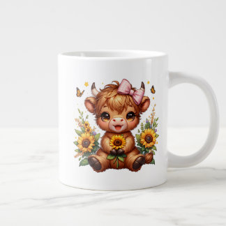 Taza De Café Gigante Bebé Highland Cow Jumbo Mug