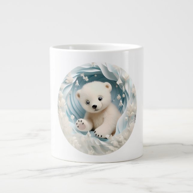 Taza De Café Gigante Bebé Navidades de oso polar (Frente)