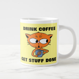TAZA DE CAFÉ GIGANTE BEBER CAFÉ OBTENER COSAS HECHO GATO CORTO