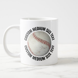 Taza De Café Gigante Béisbol Personalizado con Texto de Tamaño Mediano