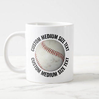 Taza De Café Gigante Béisbol Personalizado con Texto de Tamaño Mediano