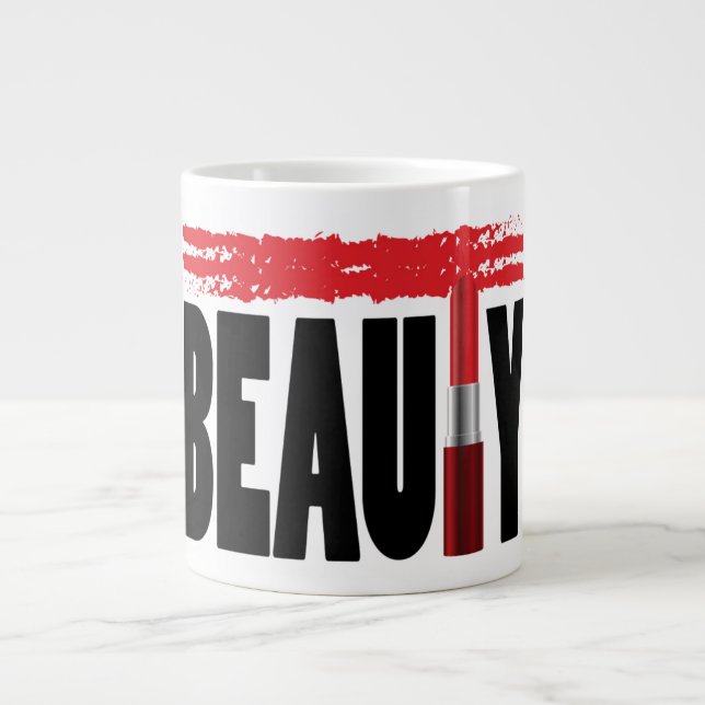 Taza De Café Gigante Bella tipografía labio (Frente)