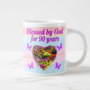 TAZA DE CAFÉ GIGANTE BELLAS BENDICIONES DE CUMPLEAÑOS 90