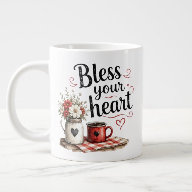 Taza De Café Gigante Bendice Tu Corazón (Izquierda)