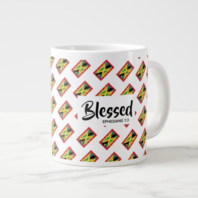Taza De Café Gigante Bendición doble de la Escritura Cristiana JAMAICA  (Derecha)