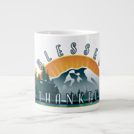 Taza De Café Gigante Bendito y Agradecido