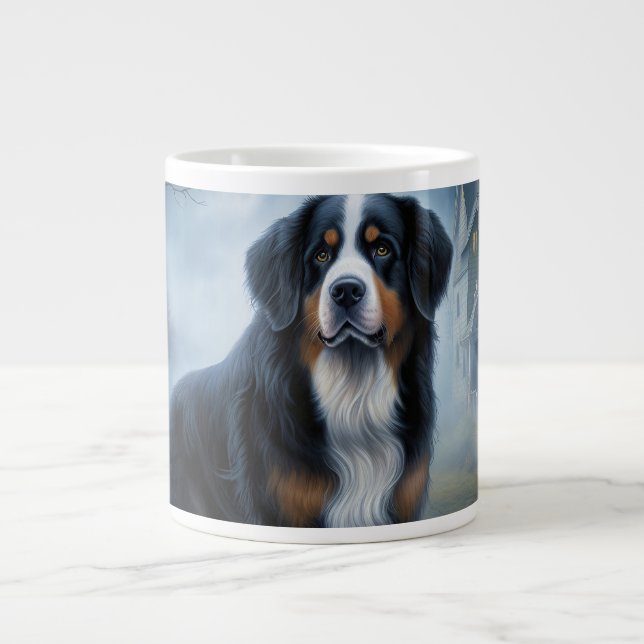 Taza De Café Gigante Bernese Mountain Halloween Scary (Frente)