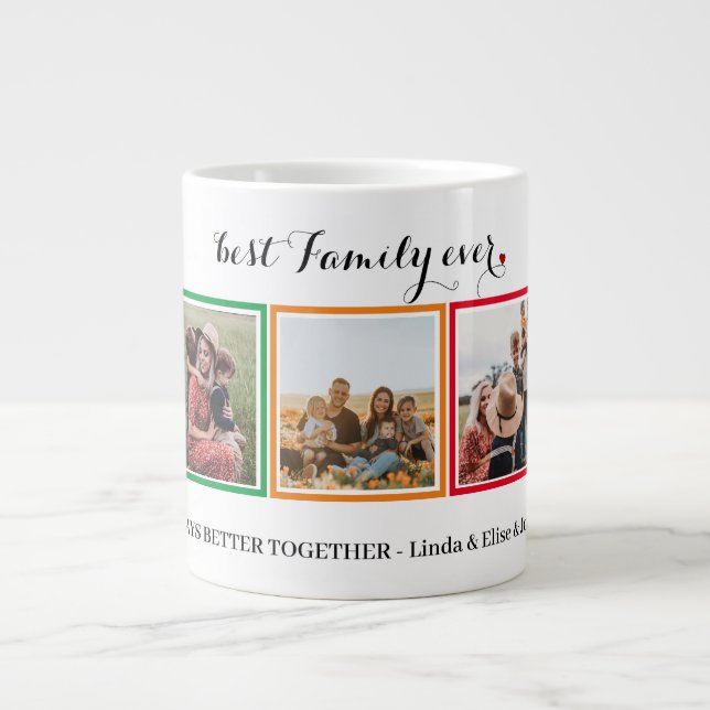 Taza De Café Gigante Best Family ever Photo Collag (Frente)