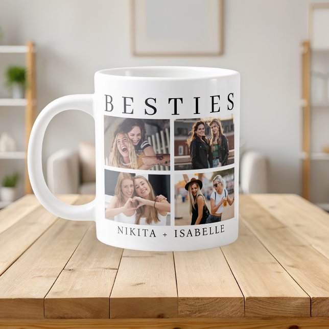 Taza De Café Gigante Best Friends Modern Photo Collage Keepsake (Subido por el creador)