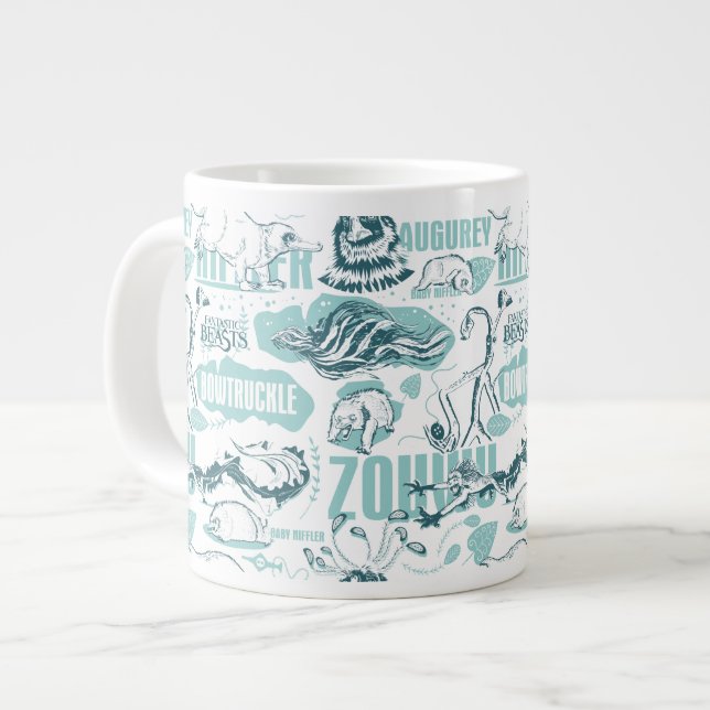 Taza De Café Gigante Bestias fantásticas Patrón azul (Izquierda)
