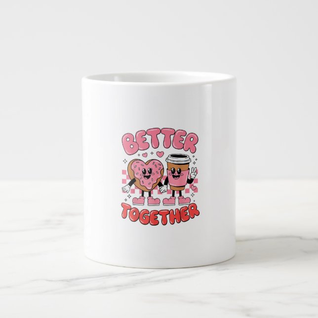 Taza De Café Gigante Better Together Coffee Donut Retro Groovy Style  (Frente)