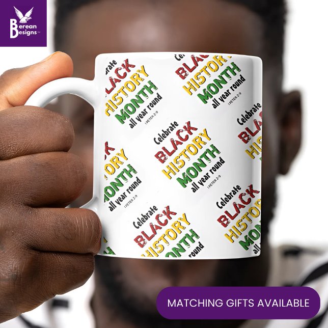 Taza De Café Gigante BHM Motivacional de MES de HISTORIA NEGRA (Stylish BLACK HISTORY MONTH mug to celebrate African American Caribbean history.)