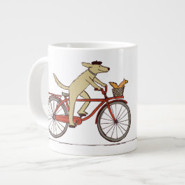 Taza De Café Gigante Bicicleta de perro con ardilla - Arte animal diver