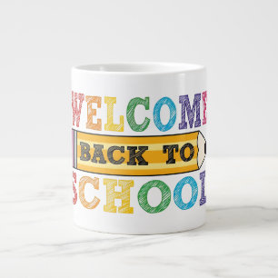Taza De Café Gigante Bienvenido de nuevo a la escuela – Ilustración de