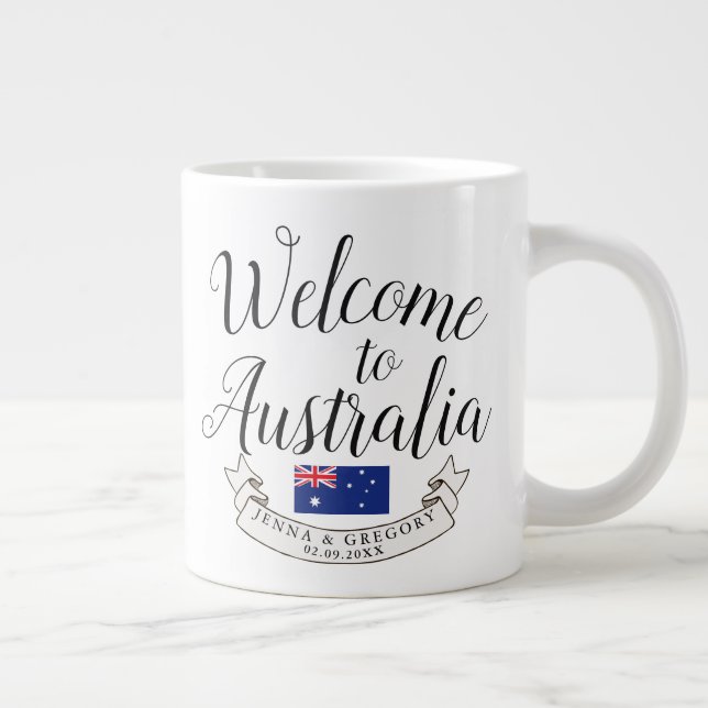 Taza De Café Gigante Bienvenidos a Australia| Personalizado de matrimon (Derecha)