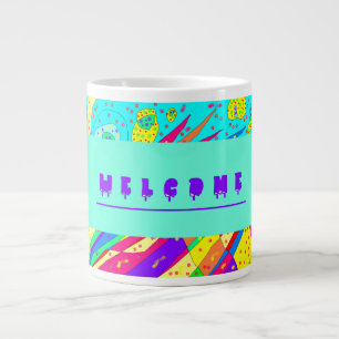 Taza De Café Gigante Bienvenidos con mosaicos y palabras de arte