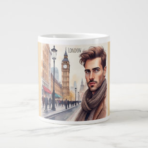 Taza De Café Gigante Big Ben, hombre guapo con ojos encantadores en Lon