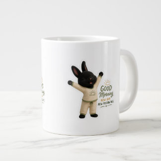 Taza De Café Gigante Billy estiramiento matutino Conejito Rex negro lin