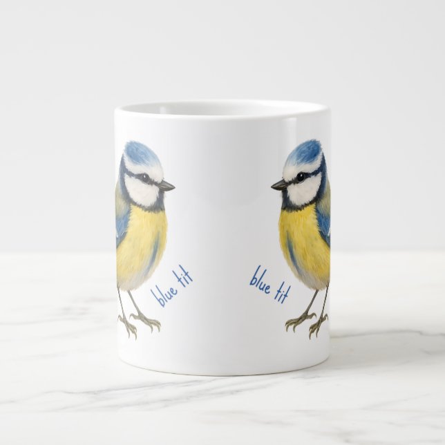 Taza De Café Gigante Bird Blue Tit Mug, Watercolour Garden Bird Art (Frente)