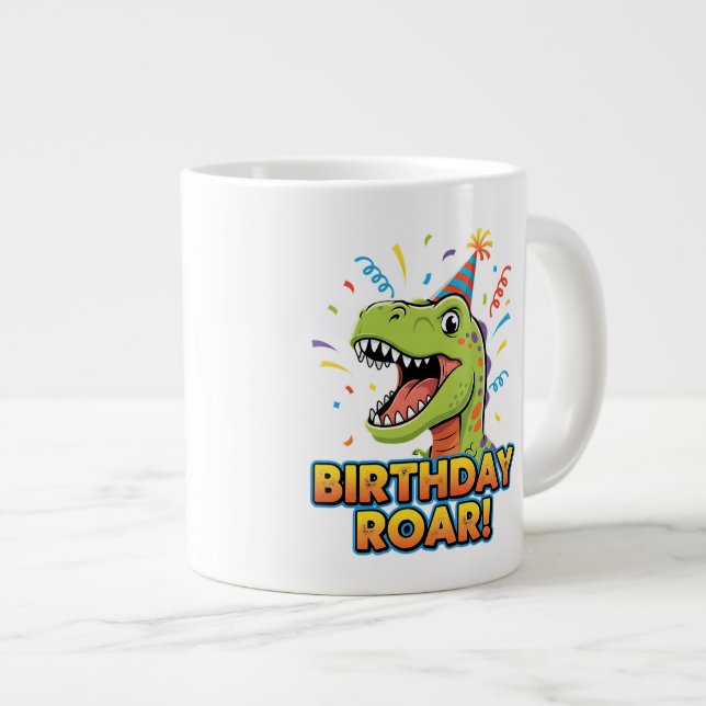 Taza De Café Gigante Birthday Roar Cute Dinosaur Birthday Party Design (Derecha)