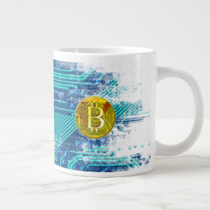 Taza De Café Gigante Bitcoin de criptodivisa y placa de circuito