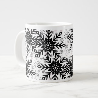 Taza De Café Gigante black and white snowflake mug