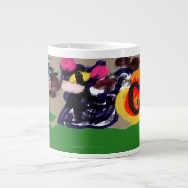 Taza De Café Gigante Black cat otoño brown (Frente)