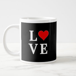 Taza De Café Gigante Black LOVE Heart Modern Trendy