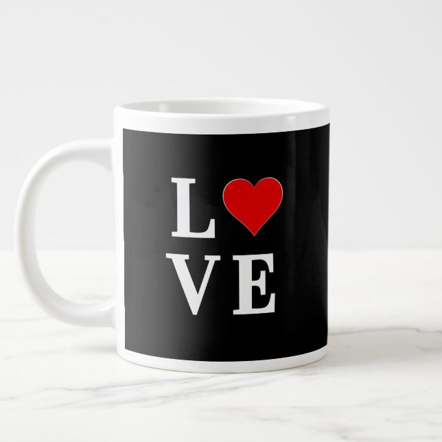 Taza De Café Gigante Black LOVE Heart Modern Trendy (Izquierda)