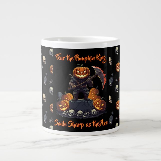 Taza De Café Gigante 🖤 Black Pumpkin King Halloween Mug 🎃 (Frente)