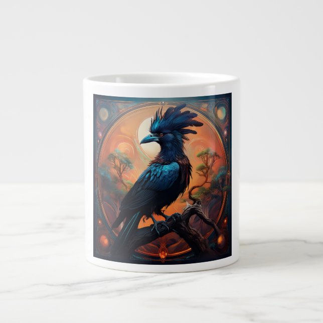 Taza De Café Gigante Black Raven Perched On A Gnarled Branch (Frente)