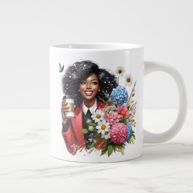 Taza De Café Gigante Black woman melanin sista African American women (Derecha)