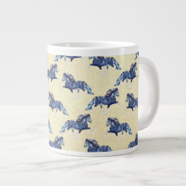 Taza De Café Gigante Blámóða 2 caballos islandeses azules