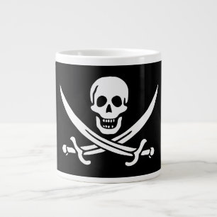 Taza De Café Gigante Blanco, Bandera Pirata Calico Jack, Calavera y Cri