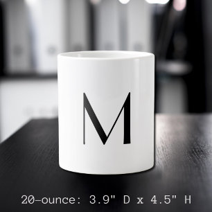 Taza De Café Gigante blanco sólido - agregar monograma negro