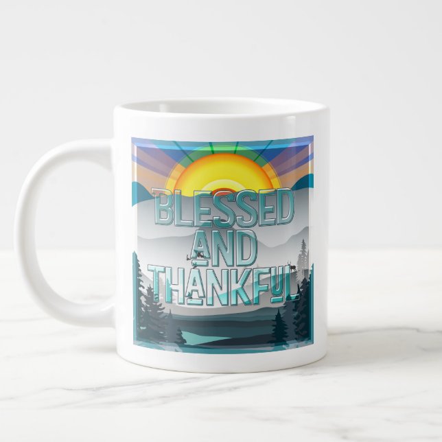 Taza De Café Gigante Blessed and Thankful  (Izquierda)