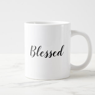 Taza De Café Gigante Blessed texto del guión de personalizado blanco ne