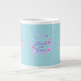 Taza De Café Gigante "Bloom with Grace" Elegante cita Mug