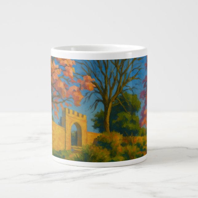 Taza De Café Gigante Blossoms gemelos - Pintado de senderos de jardín t (Frente)