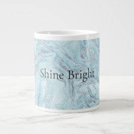 Taza De Café Gigante Blue Aqua Silver Marble Swirls