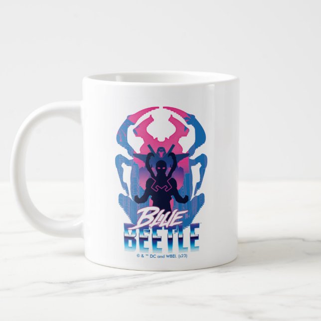 Taza De Café Gigante Blue Beetle Retrowave vs Graphic (Izquierda)