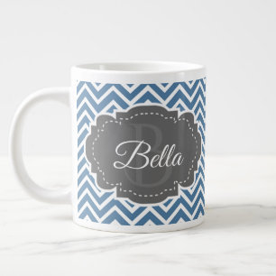 Taza De Café Gigante Blue Chevron Personaliza el café gigante Mug