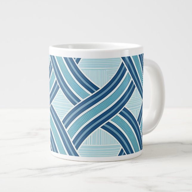 Taza De Café Gigante Blue Lines Pattern (Derecha)